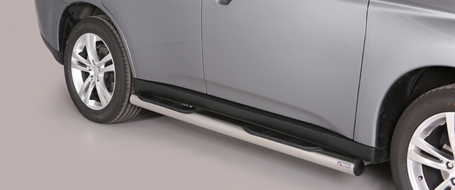 Side bars med trin i rustfri stål - Blank til Pajero 2.5/3.2 GL/GLX 5 dørs årg. 00-07