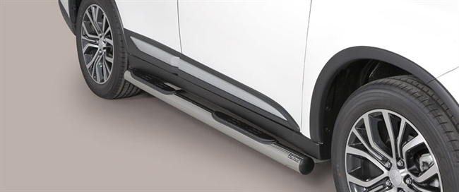 Side bars med trin i rustfri stål - Blank til Mitsubishi Outlander årg. 13+