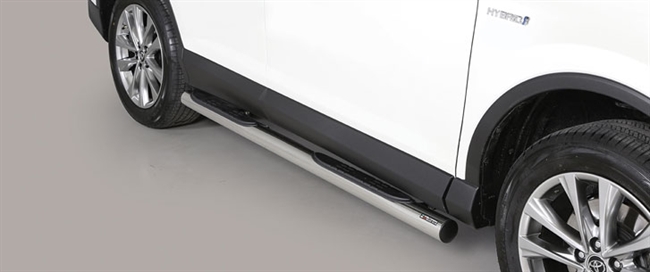 Side bars med trin fra Mach i rustfri stål - Fås i sort og blank til Toyota Rav4 årg. 12-18