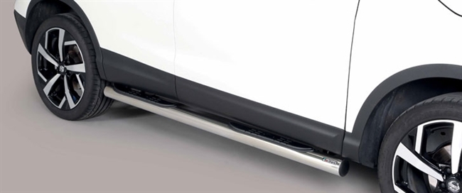 Side bars med trin fra Mach i rustfri stål - Fås i sort og blank til Nissan Qashqai årg. 14+