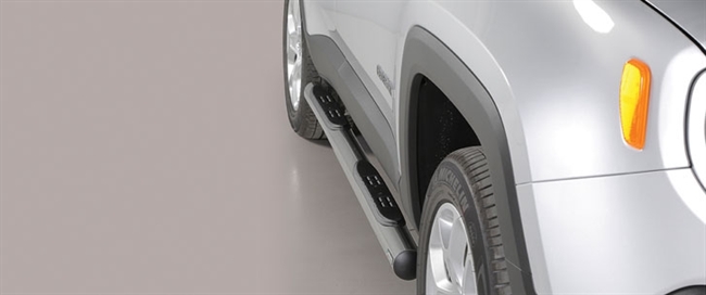 Side bars med trin i rustfri stål - Blank til Jeep Renegade årg. 14+