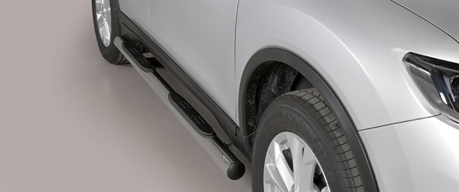 Side bars med trin i rustfri stål - Blank til Nissan X-Trail årg. 15-17