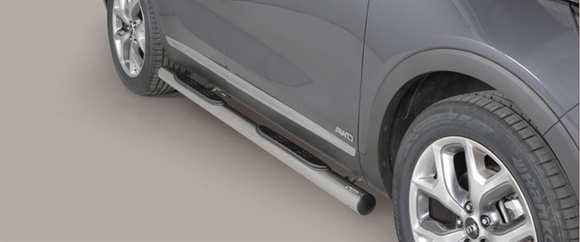 Side bars med trin i rustfri stål - Blank til Kia Sorento årg. 15+