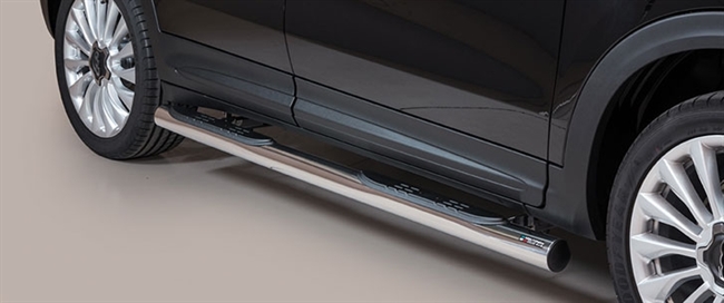 Side bars med trin fra Mach i rustfri stål - Fås i sort og blank til Fiat 500 X
