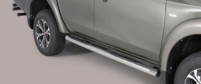 Side bars med trin i rustfri stål - Blank til Fiat Fullback årg. 16>