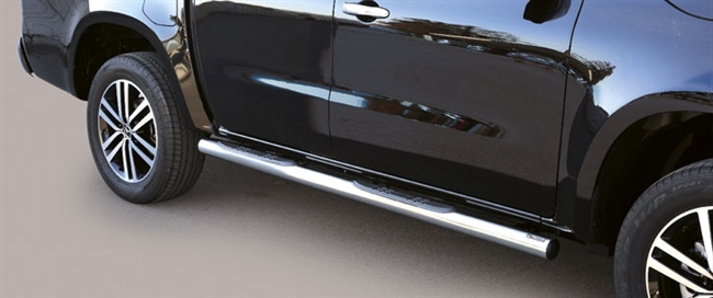 Side bars med trin fra Mach i rustfri stål - Fås i sort og blank til Mercedes X Class årg. 17+