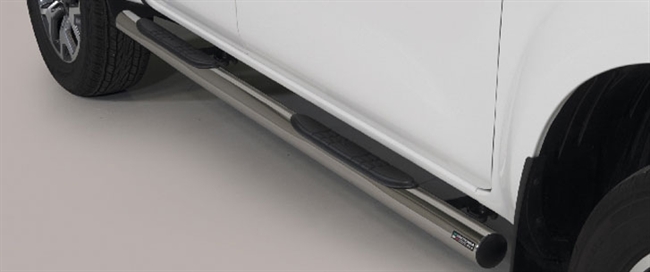 Side bars (trinbrædder) med trin fra Mach i rustfri stål - Fås i sort og blank til Renault Alaskan årg. 18+