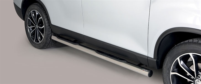 Side bars med trin i rustfri stål - Blank til SsangYong Rexton årg. 18+