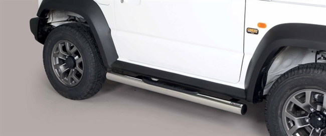 Side bars med trin fra Mach i rustfri stål - Fås i sort og blank til Suzuki Jimny årg. 18+