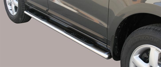 Side bars med trin i rustfri stål - Blank til Hyundai Santa Fe årg. 06-10