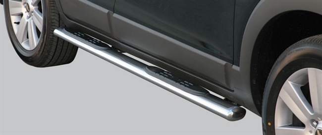 Side bars ovale med trin fra Mach i rustfri stål - Fås i sort og blank til Chevrolet Captiva