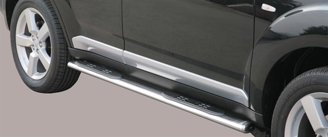 Side bars med trin fra Mach i rustfri stål - Fås i sort og blank til Mitsubishi Outlander årg. 07-10