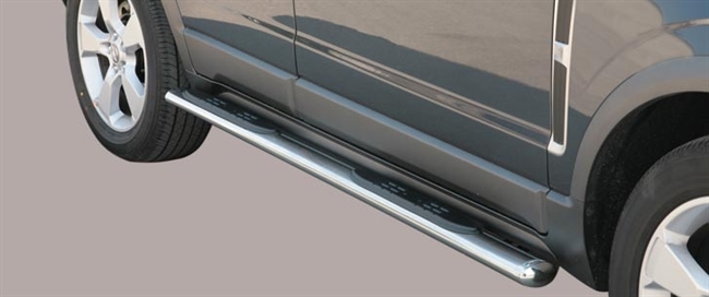 Side bars med trin i rustfri stål - Blank til Opel Antara årg. 07-11