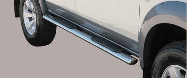 Side bars ovale med trin fra Mach i rustfri stål - Fås i sort og blank til Ford Ranger Double Cab årg. 06-09