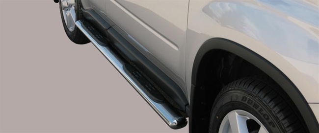 Side bars med trin  i rustfri stål - Blank til Nissan X-Trail årg. 07-10
