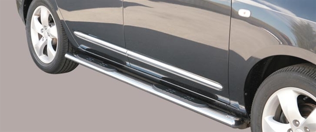 Side bars med trin i rustfri stål - Blank til Kia Carens årg. 08+