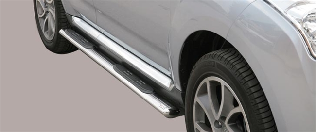 Side bars med trin i rustfri stål - Blank til Citroen C-Crosser årg. 08>