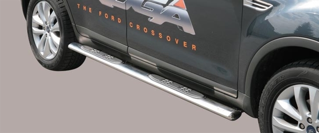 Side bars ovale med trin fra Mach i rustfri stål - Fås i sort og blank til Ford Kuga årg. 08-12