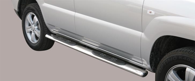 Side bars med trin i rustfri stål - Blank til Kia Sportage årg. 04-08