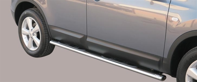 Side bars med trin i rustfri stål - Blank til Nissan Qashqai+2 årg. 08+