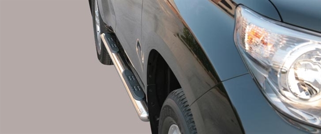 Side bars med trin i rustfri stål - Blank til Toyota Land Cruiser 150 5 dørs årg. 09+
