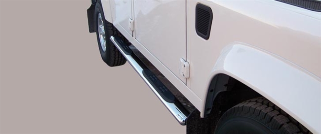 Side bars med trin fra Mach i rustfri stål - Fås i sort og blank til Land Rover Defender 90