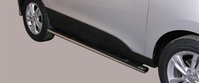 Side bars med trin i rustfri stål - Blank til Hyundai IX35 årg. 10-