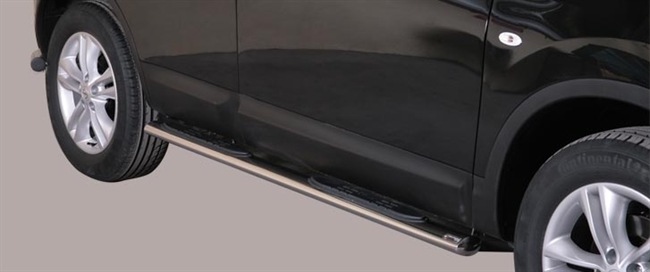 Side bars med trin i rustfri stål - Blank til Nissan Qashqai årg. 10-13