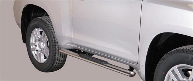Side bars med trin i rustfri stål - Blank til Toyota Land Cruiser 150 3 dørs årg. 09+