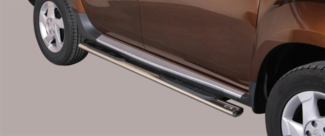 Side bars med trin i rustfri stål - Fås i sort og blank til Dacia Duster årg. 2010-2018