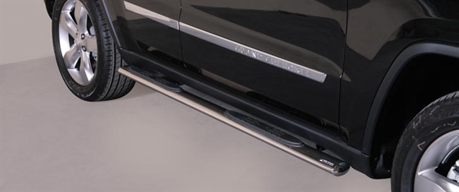 Side bars med trin i rustfri stål - Blank til Jeep Grand Cherokee årg. 11-15