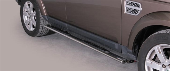 Side bars med trin i rustfri stål - Blank til Land Rover Discovery 4 årg. 12+