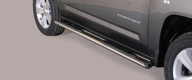 Side bars med trin i rustfri stål - Blank til Jeep Compass årg. 11-16