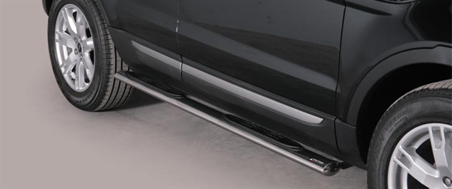 Side bars ovale med trin fra Mach i rustfri stål - Fås i sort og blank til Land Rover Evoque årg. 11+