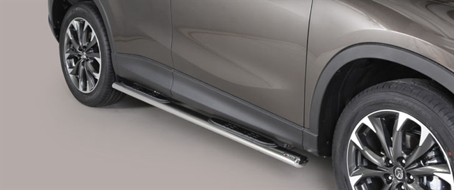 Side bars med trin i rustfri stål - Blank til Mazda CX5 årg. 15-16