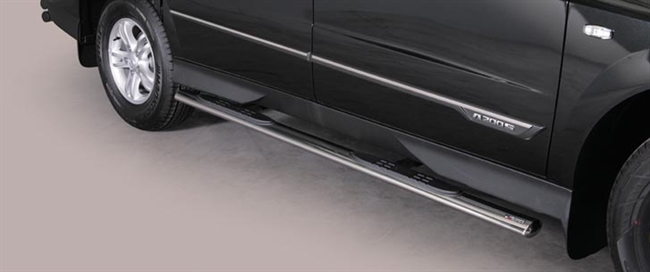 Side bars med trin i rustfri stål - Blank til SsangYong Actyon Sport årg. 12+