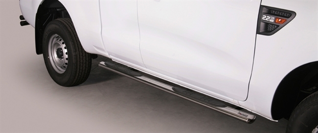 Side bars med trin fra Mach i rustfri stål - Fås i sort og blank til Ford Ranger Extra Cab årg. 12+