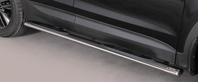 Side bars med trin i rustfri stål - Blank til Hyundai Santa Fe årg. 12>