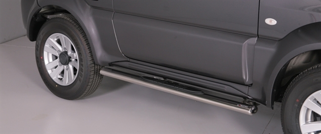 Side bars med trin i rustfri stål - Blank til Suzuki Jimny årg. 12-17