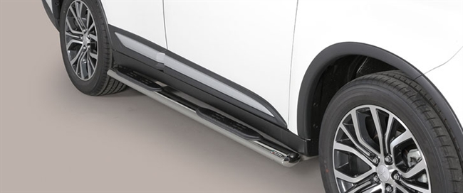 Side bars med trin fra Mach i rustfri stål - Fås i sort og blank til Mitsubishi Outlander årg. 13+
