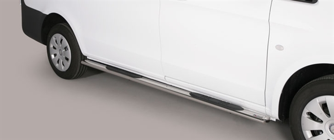Side bars med trin fra Mach i rustfri stål - Fås i sort og blank til Mercedes Vito kort model årg. 10>