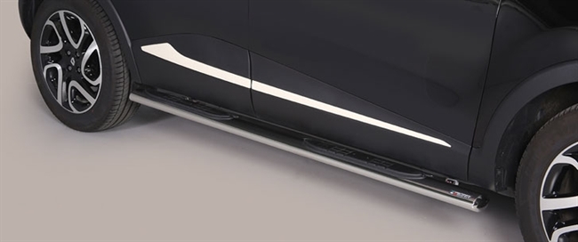 Side bars med trin i rustfri stål - Blank til Renault Captur årg. 13+