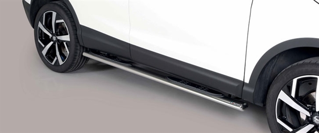 Side bars med trin i rustfri stål - Blank til Nissan Qashqai årg. 14+