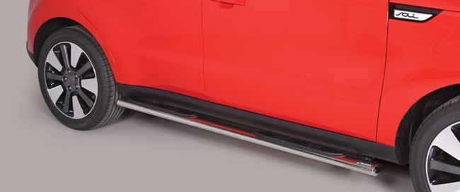 Side bars med trin i rustfri stål - Blank til Kia Soul årg. 14+