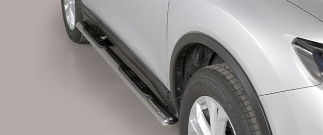Side bars med trin i rustfri stål - Blank til Nissan X-Trail årg. 15-17