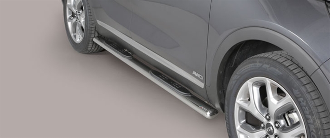 Side bars med trin i rustfri stål - Blank til Kia Sorento årg. 15+