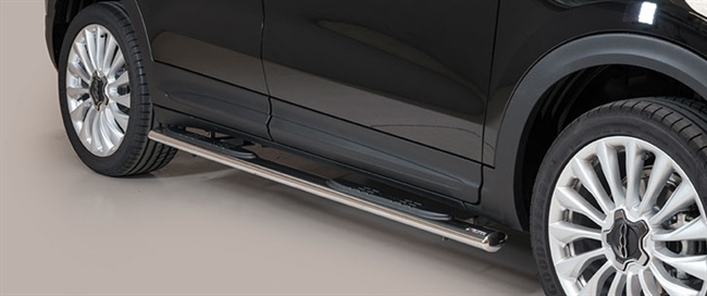 Side bars med trin i rustfri stål - Blank til Fiat 500 X