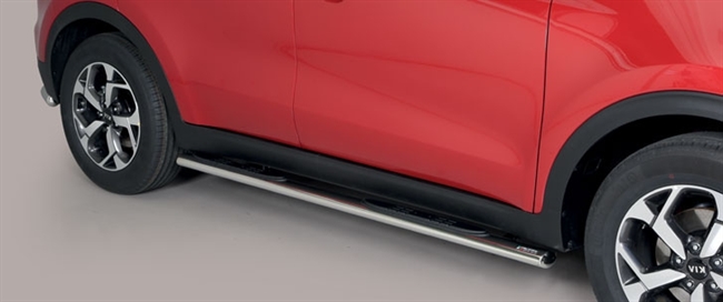 Side bars med trin i rustfri stål - Blank til Kia Sportage årg. 16+