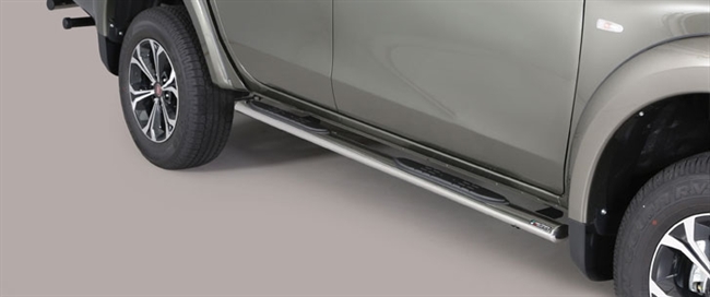 Side bars med trin i rustfri stål - Blank til Fiat Fullback årg. 16>