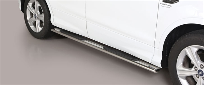 Side bars ovale med trin fra Mach i rustfri stål - Fås i sort og blank til Ford Kuga årg. 17-19